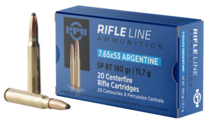 PPU Rifle Ammunition 7.65mm x 53 Argentine 180 gr SP 2542 fps 20/ct