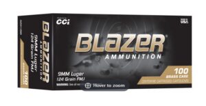 CCI 52011BB BLAZER BRASS 9mm 124GR 100/10