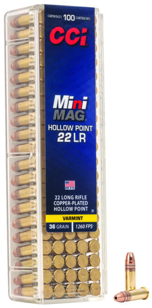 CCI 0031 Mini-Mag High Velocity .22 LR 36gr Copper Plated Hollow Point 100 Per Box/50 Case