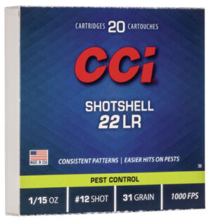 CCI 0039 Rimfire Shotshell .22 LR 31gr #12Shot 20 Per Box/100 Case