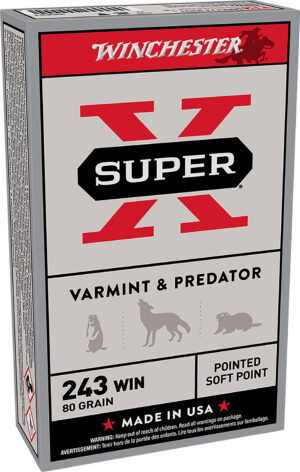 Winchester Ammo X2431 Super X .243 Win 80gr Jacketed Soft Point 20 Per Box/10 Case