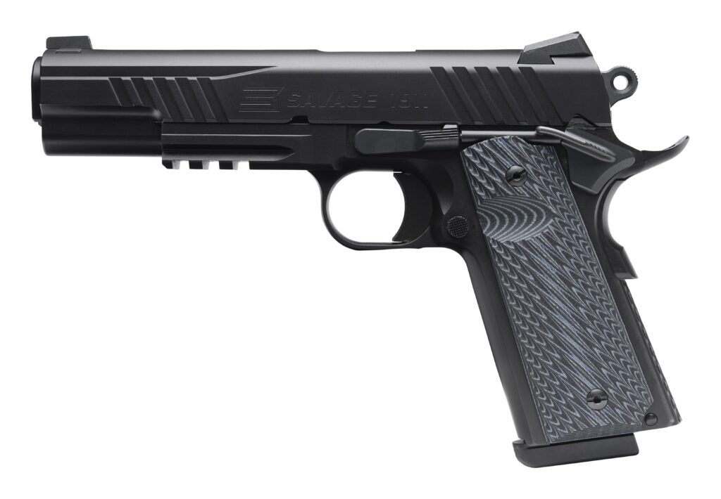 Savage Arms 67211 1911 Government 9mm Luger 10+1 5" Black Stainless Steel Barrel. Black Nitride Serrated Stainless Steel Slide. Black Nitride Stainless Steel Frame w/Picatinny Rail, Black VZ Grip