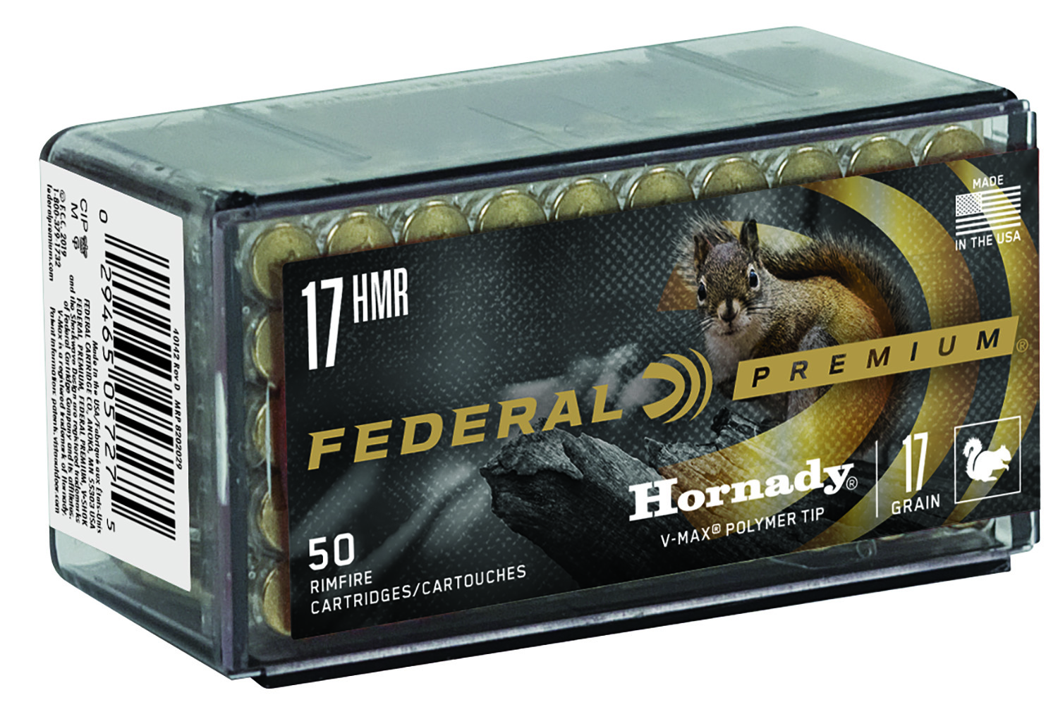 Federal P771 Premium Varmint & Predator .17 HMR 17gr Hornady V-Max 50 Per Box/60 Case