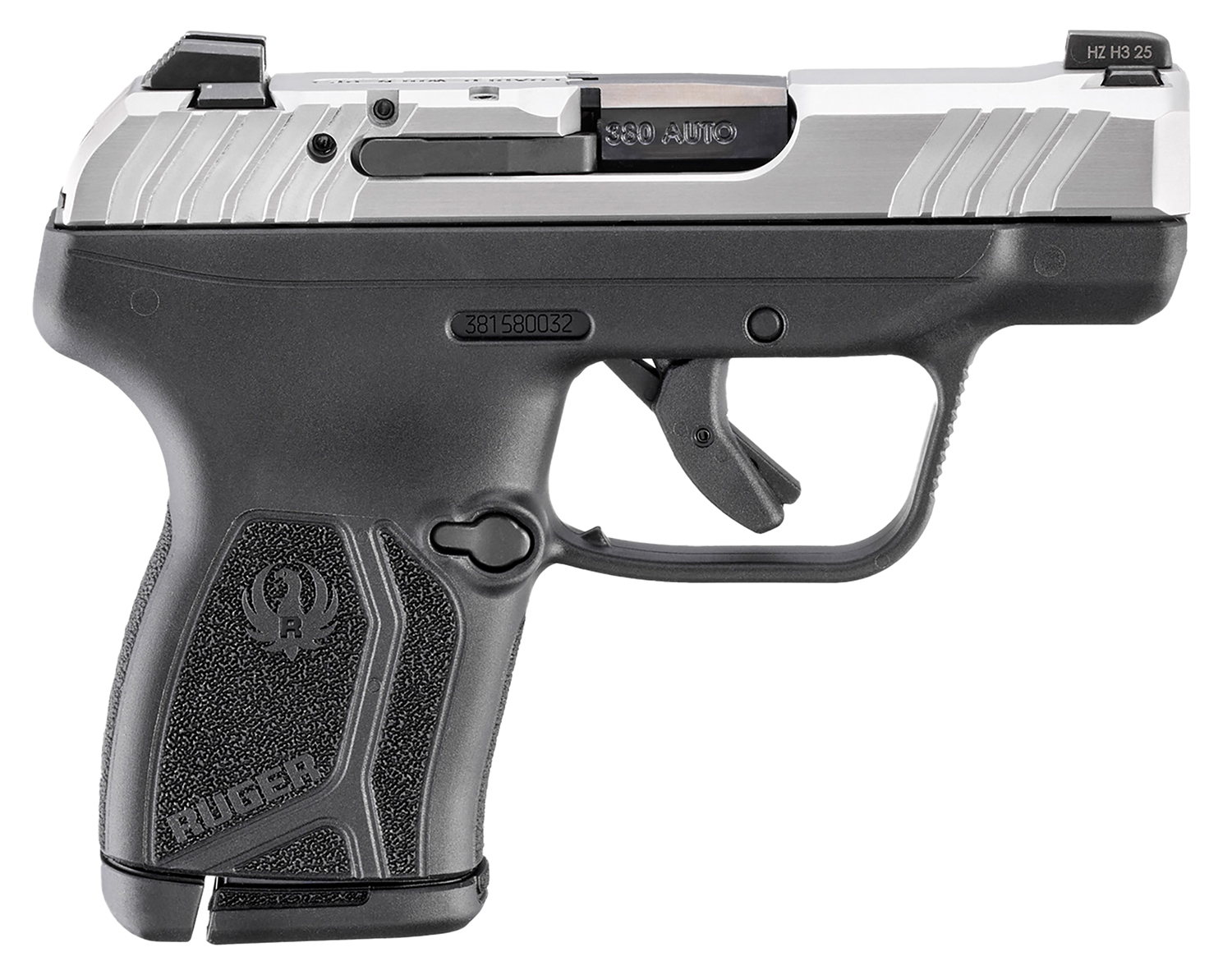 Ruger 13754 LCP Max *CA Complaint 380 ACP 10+1 2.80" Black Oxide Alloy Steel Barrel, Matte Stainless Steel Serrated Slide, Black Polymer Frame, Textured Grip