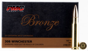 PMC 308B Bronze .308 Win 147gr Full Metal Jacket Boat Tail 20 Per Box/25 Case