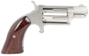 North American Arms 22MSGBG Mini-Revolver Sports South Exclusive 22 WMR 5 Shot 1.13" Stainless Steel Barrel, Frame & Cylinder, Wood Boot Grip, Exposed Hammer