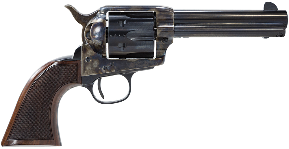 Taylors & Company 4107DE Smoke Wagon Deluxe 357 Mag 6-Round 4.75" Blued Cylinder & Barrel Color Case Hardened Steel Frame Checkered Walnut Grip (Taylor Tuned)