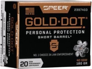 Speer Gold Dot Short Barrel Handgun Ammunition .40 S&W 180 gr HP 950 fps 20/ct