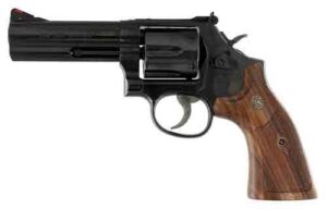 Smith & Wesson 150909 Model 586 Classic L-Frame 357 Mag 38 Special +P 6 Shot 4" Blued Carbon Steel Barrel, Blued Cylinder, Blued Carbon Steel Frame, Wood Grip Internal Lock Safety, Exposed Hammer