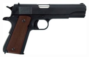 Auto-Ordnance 1911BKO 1911 45 ACP 5" Barrel 7+1, Matte Black Carbon Steel Frame, Serrated Slide, Checkered Brown Polymer Grip, Manual Safety