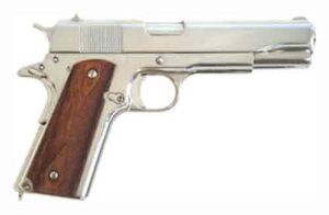 CIMARRON 1911A1 .45 ACP 5" FS - 8-SHOT POLISHED NICKEL Walnut