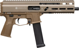 Grand Power 197892004800 SP10A3 Stribog 10mm Auto 20+1 8" Black Threaded Barrel, Flat Dark Earth Aluminum Picatinny Rail Receiver, FDE Polymer Grip, Thread Protector
