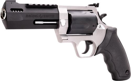 Taurus 2460055RH Raging Hunter 460 S&W Mag 5-Round 5.12" Matte Black Oxide Cylinder & Barrel Matte Stainless Steel Frame Black Rubber with Integrated Cushion Insert Grip
