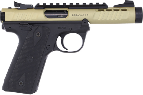 Ruger 43955 Mark IV 22/45 Lite 22 LR 10+1 4.40" Stainless Threaded Barrel, Champagne Anodized Serrated Slide w/Picatinny Rail, Black Anodized Polymer Frame, Black Checkered 1911-Style Grip