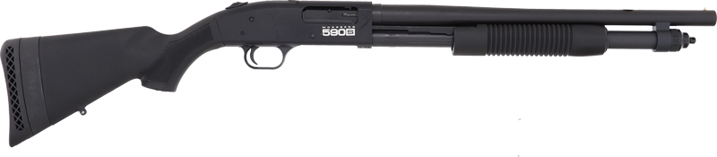 Mossberg 51607 590S Compact 12 Gauge Pump 3" 5+1 18.50" Matte Blued Stainless Steel Barrel, Black Drilled & Tapped Receiver, Adj LOP Black Synthetic Stock