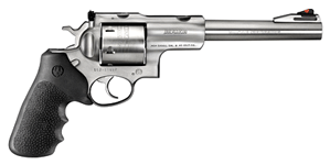 Ruger 5505 Super Redhawk Large Frame 454 Casull 6-Round 7.50" Satin Stainless w/Integral Mount Barrel, Satin Stainless Cylinder & Frame, Black Hogue Finger Groove Tamer Monogrip, Transfer Bar Safety