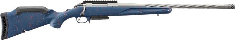 Ruger 250th Anniversary American Gen II Rifle .308 Win 3rd Capacity 20" Fluted Threaded Barrel Blue w/Red & White Splatter Stock