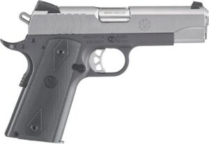 Ruger 6722 SR1911 Commander-Style 9mm Luger 9+1 4.25" Stainless Steel Barrel, Low-Glare Stainless Serrated Steel Slide, Tungsten Gray Cerakote Aluminum Frame w/Beavertail, Black Rubber Grip