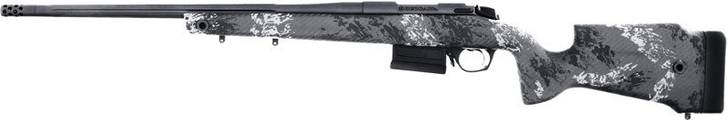 Bergara Rifles B14SM759 B-14 Crest 6.5 PRC 3+1 20" Fluted/Threaded, Sniper Gray Cerakote Barrel/Rec, Monte Carlo Carbon Fiber Stock with Black & Gray Splatter, Omni Muzzle Brake - Image 2
