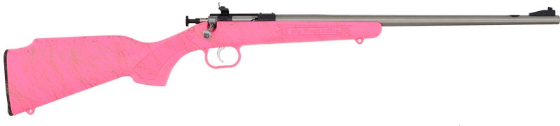 Crickett KSA2441 Gen2 Youth 22 LR 1-Round 16.13" Stainless Single Shot Barrel, Stainless Steel Receiver, Pink w/Gold Webbing Fixed Synthetic Stock