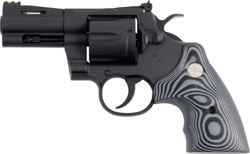 Colt Mfg PYTHONBM3FO Python 357 Mag/38 Special 6 Shot 3" Matte Blued Vent Rib Carbon Steel Barrel, Cylinder & Frame, Black/Gray G10 Grip, Exposed Hammer