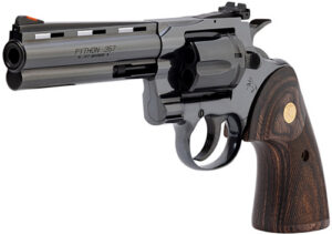 Colt Mfg PYTHONBP5WTS Python 357 Mag38 Special 6 Shot 5" Blued Carbon Steel Vent Rib Barrel, Cylinder & Frame, Wood Grip, Exposed Hammer
