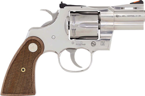 Colt Mfg PYTHONSP2WCTS Python 357 Mag/38 Special 6 Shot 2.50" Stainless Recessed Target/Vent Rib Barrel, Stainless Cylinder & Frame, Walnut w/Colt Medallion Grip - Image 2