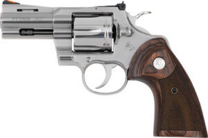 Colt Mfg PYTHONSP3WTS Python 38 Special 357 Mag 6 Shot 3" Stainless Recessed Target/Vent Rib Barrel, Cylinder & Frame, Walnut w/Colt Medallion Grip
