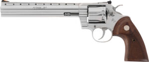 Colt Mfg PYTHONSP8WTS Python 357 Mag/38 Special 6 Shot 8" Polished Stainless Steel Vent Rib Barrel, Cylinder & Frame, Walnut w/Medallion Grip, Exposed Hammer