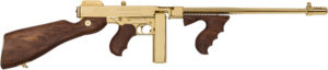 Thompson T150DTG 1927A-1 Deluxe 45 ACP Caliber with 16.50" Barrel, 20+1 Capacity (Stick), 50+1 Capacity (Drum), Titanium Gold Metal Finish, American Walnut Stock Wood Grip Right Hand