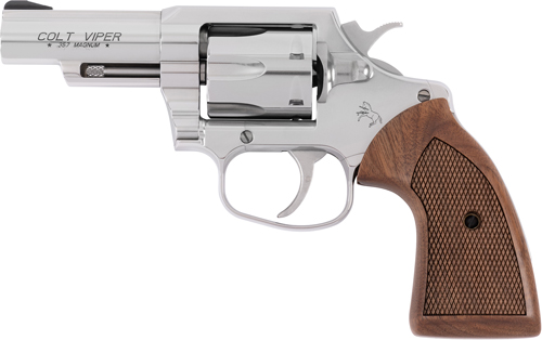 Colt Mfg VIPERSP3WRR Viper 357 Mag/38 Special 6-Round 3" 1/2 Lug Stainless Steel Barrel, Stainless Steel Cylinder & Frame, American Walnut Grip, Exposed Hammer - Image 2