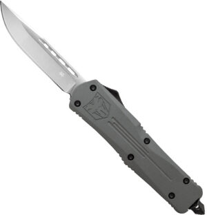 CobraTec Knives MGYFS3DNS FS-3 Medium 3" OTF Drop Point Plain D2 Steel Blade, 4.50" Gray Aluminum Alloy Handle