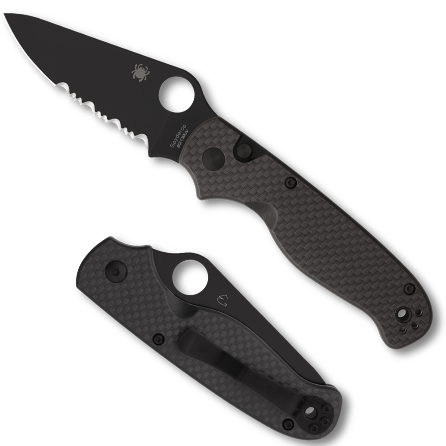 SPYDERCO BUTTONUP CF PS 3.27" BLK