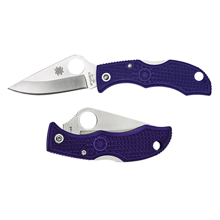 Spyderco LPRP3 Ladybug 3 Salt 1.94" Folding Plain Stonewashed H2 Steel Blade/Purple Bi-Directional Texturing FRN Handle