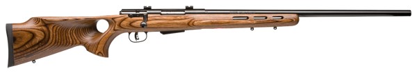 Savage Arms 19142 25 Lightweight Varminter-T Full Size 222 Rem 4+1 24" Matte Black Heavy Barrel, Matte Black Carbon Steel Receiver Drilled & Tapped, Satin Brown Thumbhole Laminate Stock, Right Hand