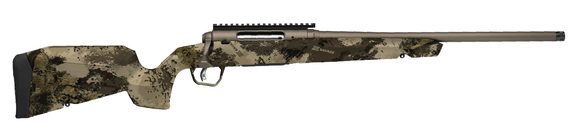 Savage Arms 32321 Axis 2 Pro 350 Legend 4+1 18" Gun Metal Bronze Cerakote Heavy Sporter Threaded Barrel & Picatinny Rail Carbon Steel Receiver, Fixed Western Camo Synthetic Stock, Right Hand