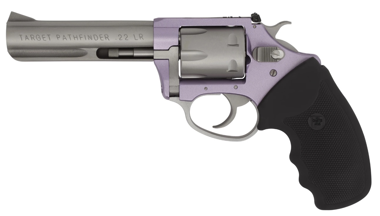 Charter Arms 52242 Pathfinder Lite 22 LR 8-Round 4.20" Matte Stainless Stainless Steel Barrel, Lavender Aluminum Frame, Matte Stainless Cylinder, Black Finger Grooved Rubber Grip, Exposed Hammer