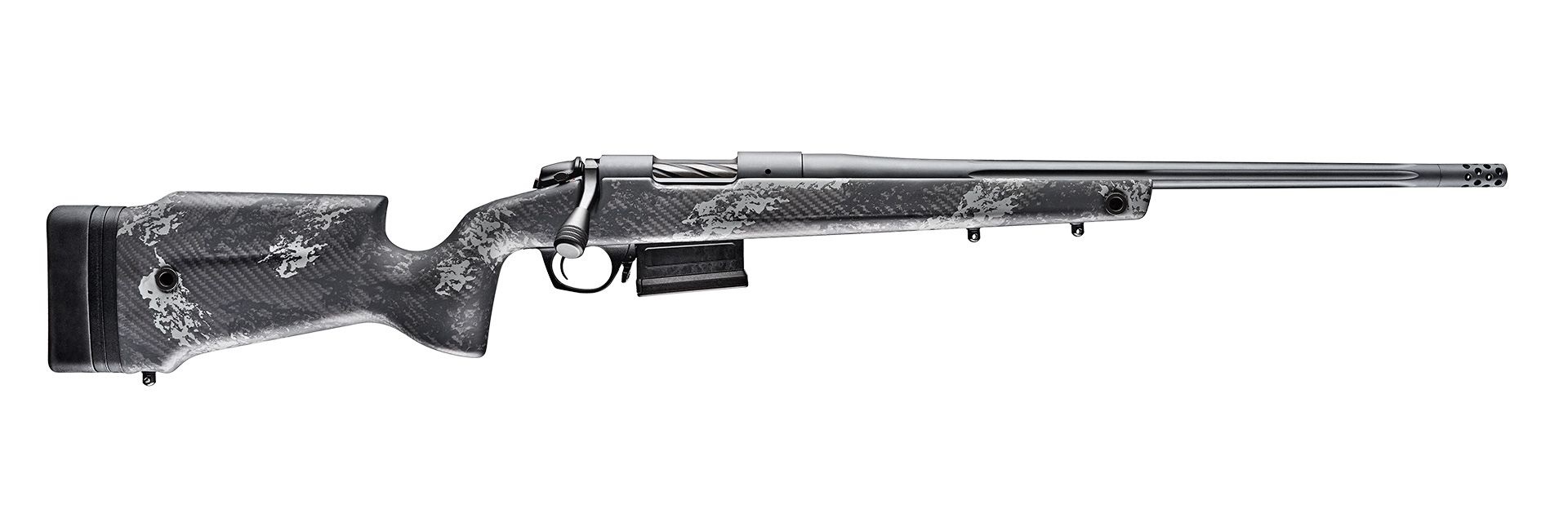 Bergara Rifles B14S7515 B-14 Crest 25 Creedmoor 5+1 20" Sniper Gray Cerakote Fluted Threaded Barrel & Steel Drilled & Tapped Receiver, Fixed Carbon Fiber w/Black & Gray Sponge Accents Stock, Right Han