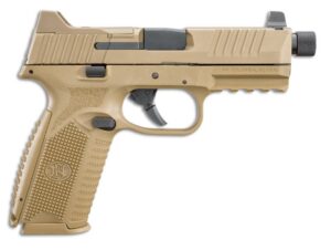 FN 66100383 509T 9mm Luger 10+1 4.50" Black Steel Threaded Barrel, Flat Dark Earth Optic Cut/Serrated Stainless Steel Slide, Flat Dark Earth Polymer Frame w/Picatinny Rail