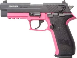 GSG GERG2210FFP FireFly 22 LR 10+1 4" Black Serrated Slide, Pink Zinc Alloy w/Accessory Rail Frame, Black Polymer Grip