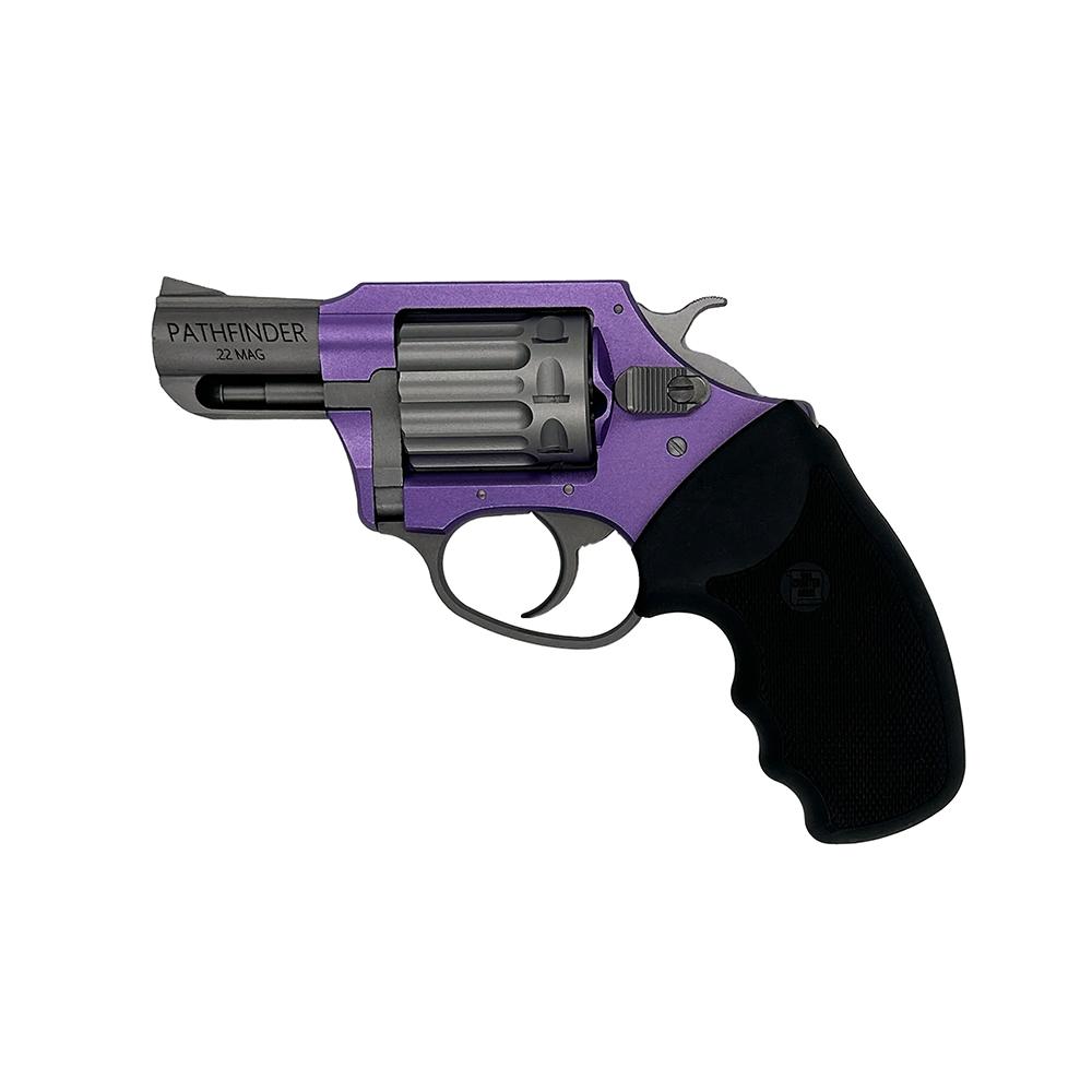 Charter Arms 52340 Pathfinder Lavender Lady Small Frame 22 WMR 8-Round 2" Stainless Steel Barrel, Lavender Aluminum Frame, Stainless Cylinder, Black Finger Grooved Rubber Grip, Exposed Hammer