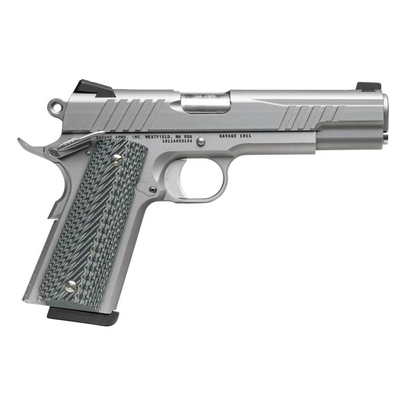 Savage Arms 67205 1911 Government 9mm Luger 10+1 5" Stainless Steel Barrel, Serrated Stainless Steel Slide, Stainless Steel Frame w/Beavertail, Brown VZ Grip