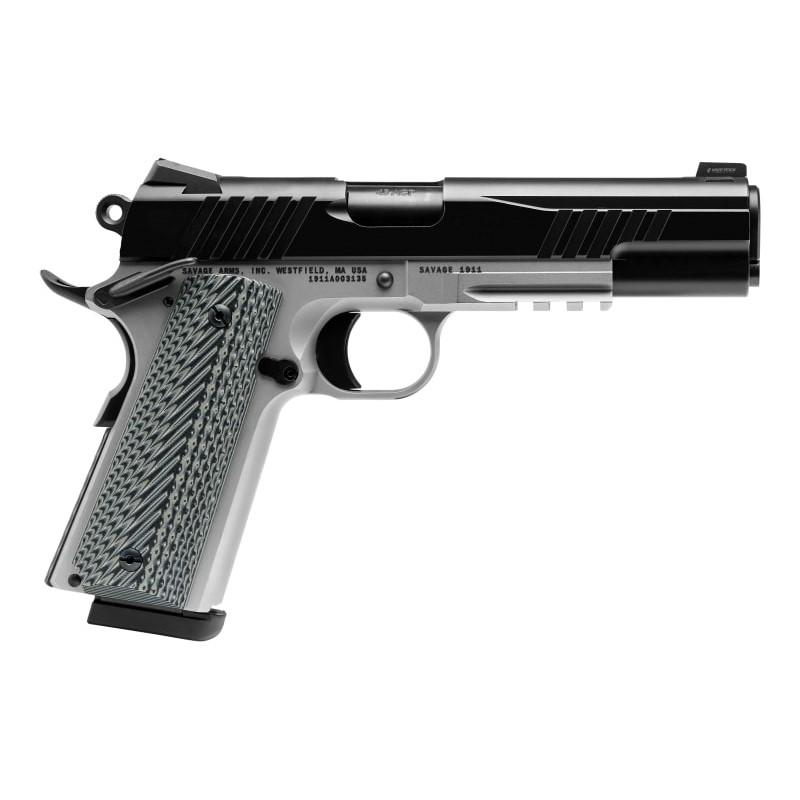 Savage Arms 67208 1911 Government 9mm Luger 10+1 5" Black Stainless Steel Barrel, Black Nitride Serrated Stainless Steel Slide, Stainless Steel Frame w/Picatinny Rail, Black/Gray VZ Grip