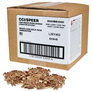 CCI Blazer Brass Handgun Ammunition 9mm Luger 115gr FMJ 1145 fps 1000/ct Loose Bulk Pack