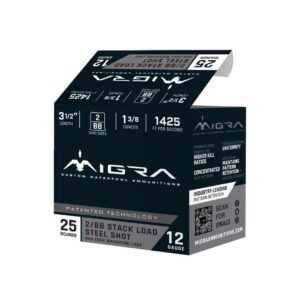 Migra Steel Waterfowl Stacked Shotshells 12 Gauge 3.5" 1-3/8oz 1425 fps #2 & #BB 25/ct