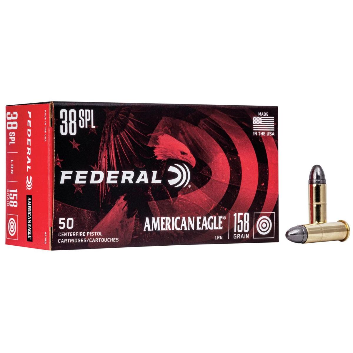 Federal AE38B American Eagle Handgun 38Special 158gr Lead Round Nose 50 Per Box/20 Case