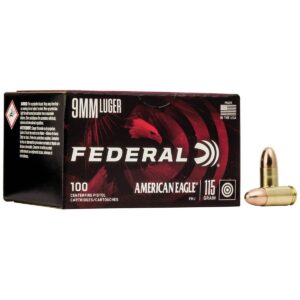 Federal AE9DP100 American Eagle Handgun 9mmLuger 115gr Full Metal Jacket 100 Per Box/5 Case