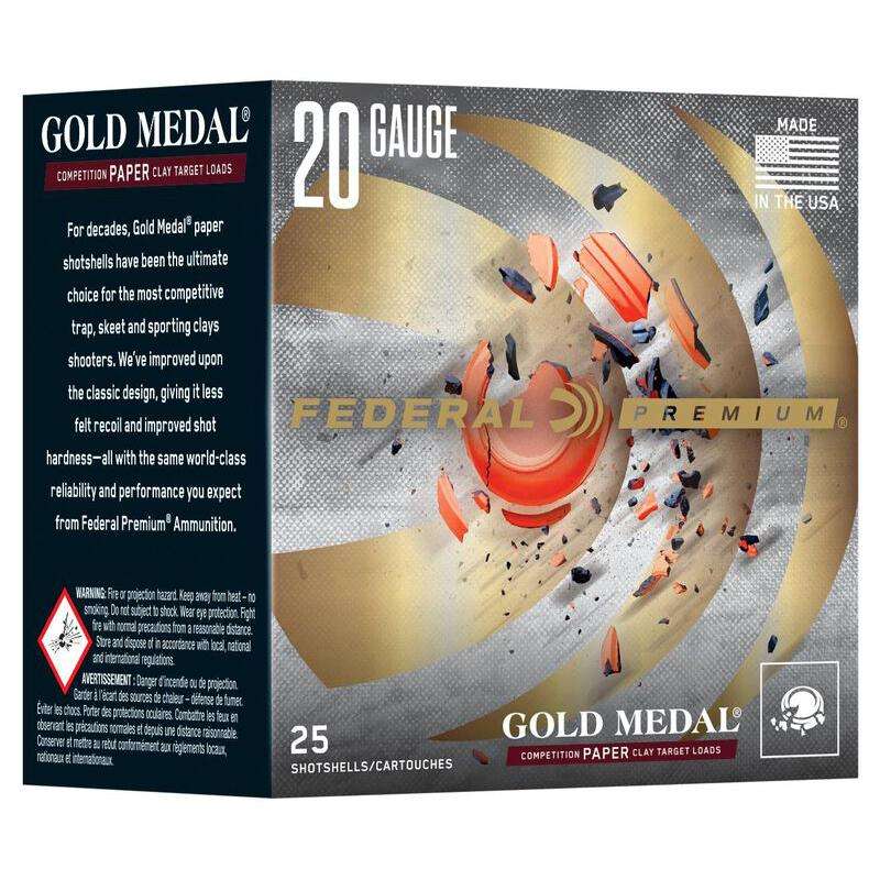 Federal Gold Medal Paper Shotshells 20 Gauge 2-3/4" 7/8oz 1250 fps #7.5 25/ct