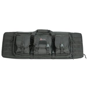 GPS Bags DRC36 Double Rifle Case 36" Black 600D Polyester w/ 2 Padded Pistol Sleeves MOLLE Webbing & Lockable Zippers