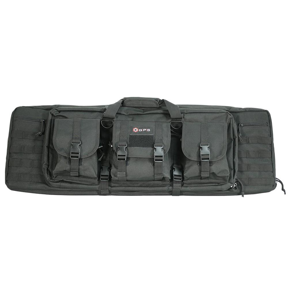GPS Bags DRC36 Double Rifle Case 36" Black 600D Polyester w/ 2 Padded Pistol Sleeves MOLLE Webbing & Lockable Zippers